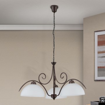 RULA láncos csillár 3xE27/40W/230V Ø 70 cm fehér/bronz