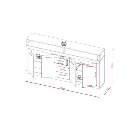 RUNA komód, sonoma tölgy/fehér