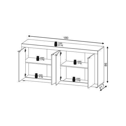 RUNEA komód sötétbarna/antracit
