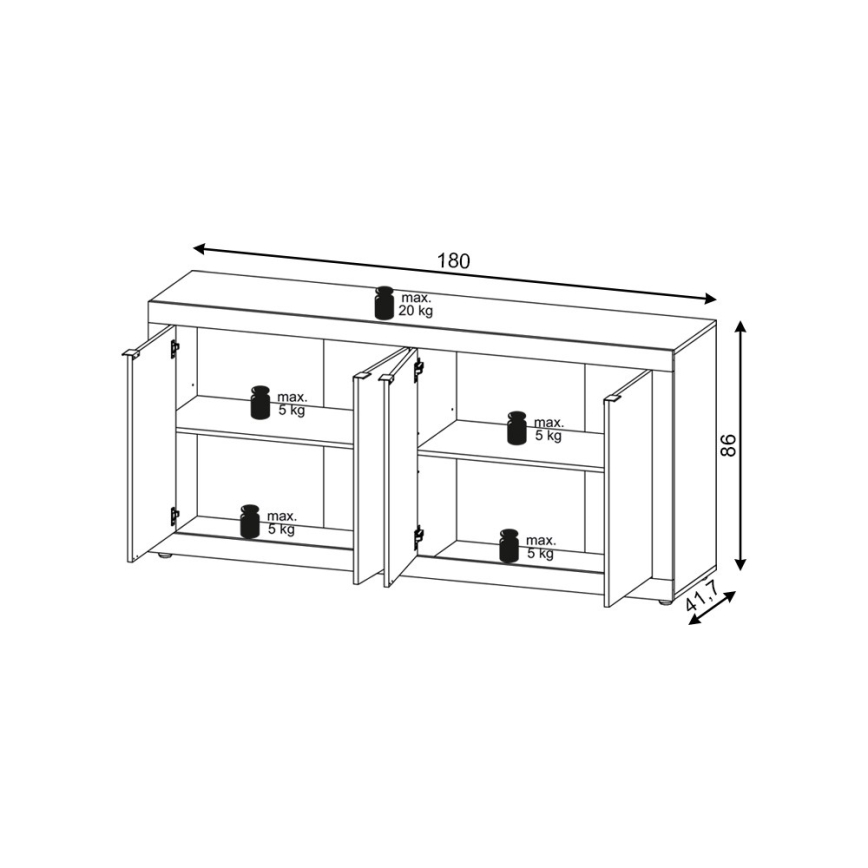 RUNEA komód sötétbarna/antracit