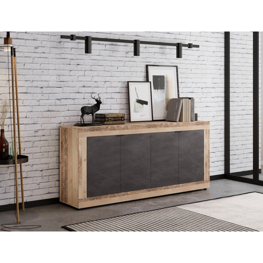 RUNEA komód világosbarna/antracitszürke