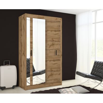 Gardróbszekrény tükörrel SABRINA 120x215 cm woltan tölgy