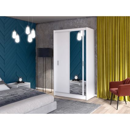 SABRINA gardróbszekrény tükörrel 150x215 cm fehér