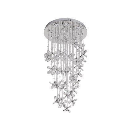 LED kristály mennyezeti lámpa SAMOA LED/30W/230V átm. 40 cm fényes króm + távirányító