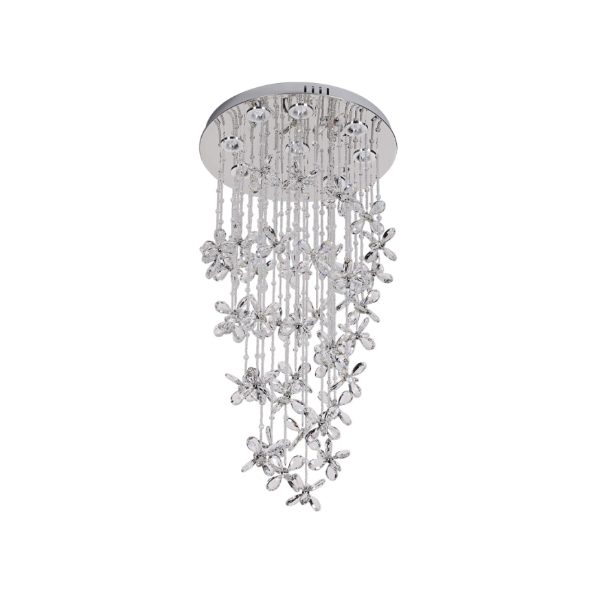 LED kristály mennyezeti lámpa SAMOA LED/30W/230V átm. 40 cm fényes króm + távirányító