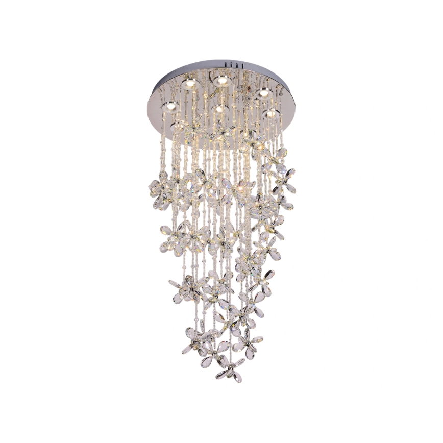 LED kristály mennyezeti lámpa SAMOA LED/30W/230V átm. 40 cm fényes króm + távirányító