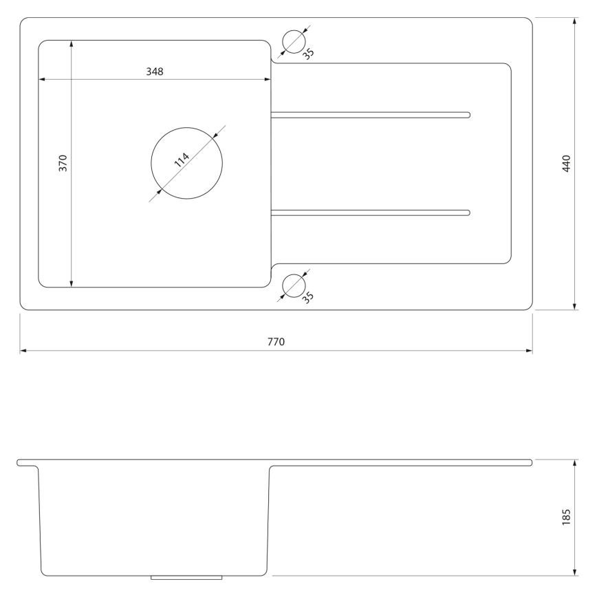 Samona - Konyhai mosogató SAMONA 77x44 cm gránit/fekete