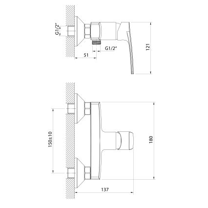 Samona - KORANA zuhanycsaptelep fényes króm
