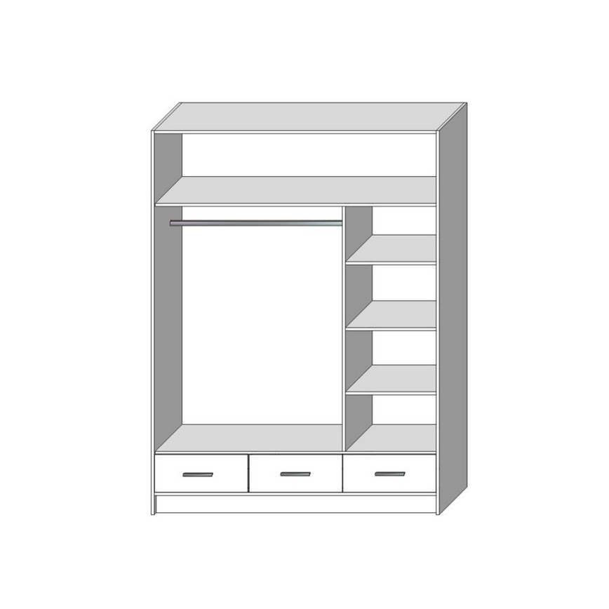 Gardróbszekrény tükörrel SANNA 150x215 cm craft tölgy
