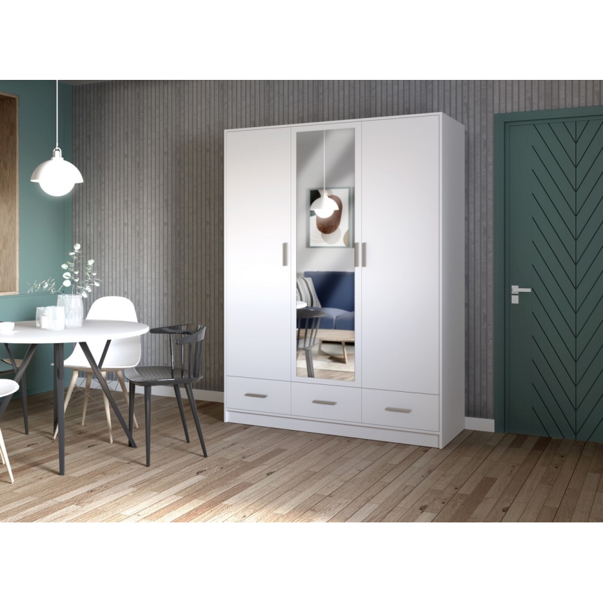 Gardróbszekrény tükörrel SANNA 150x215 cm fehér