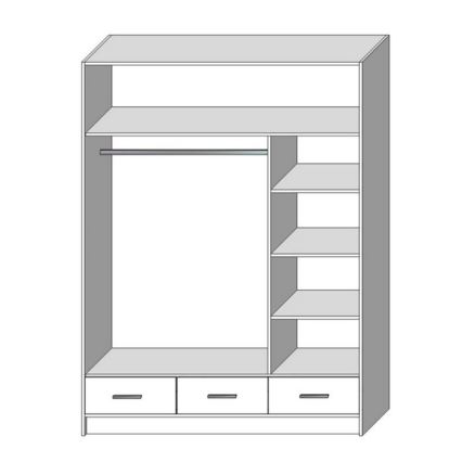 Gardróbszekrény tükörrel SANNA 150x215 cm fehér