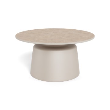 SANTORINI dohányzóasztal, átmérő 70 cm, bézs/szürke, kerámia