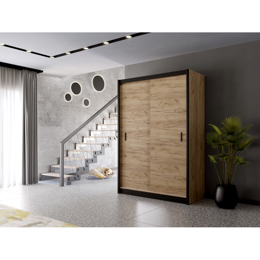 Tolóajtós ruhásszekrény SAPHIRA 150x215 cm craft tölgy