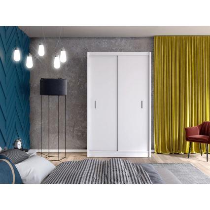 Tolós ajtós ruhásszekrény SAPHIRA 150x215 cm fehér