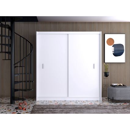 Tolós ajtós ruhásszekrény SAPHIRA 203x215 cm fehér