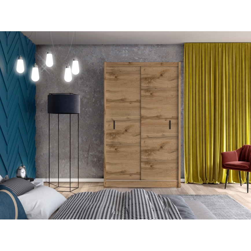 Tolóajtós ruhásszekrény SAPHIRA 150x215 cm wotan tölgy