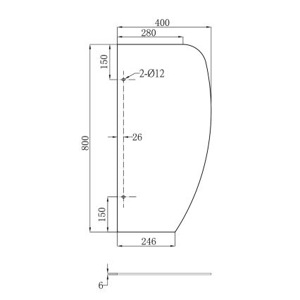 Sapho - 40x80 cm-es elválasztó fal pisoárokhoz, matt üveg