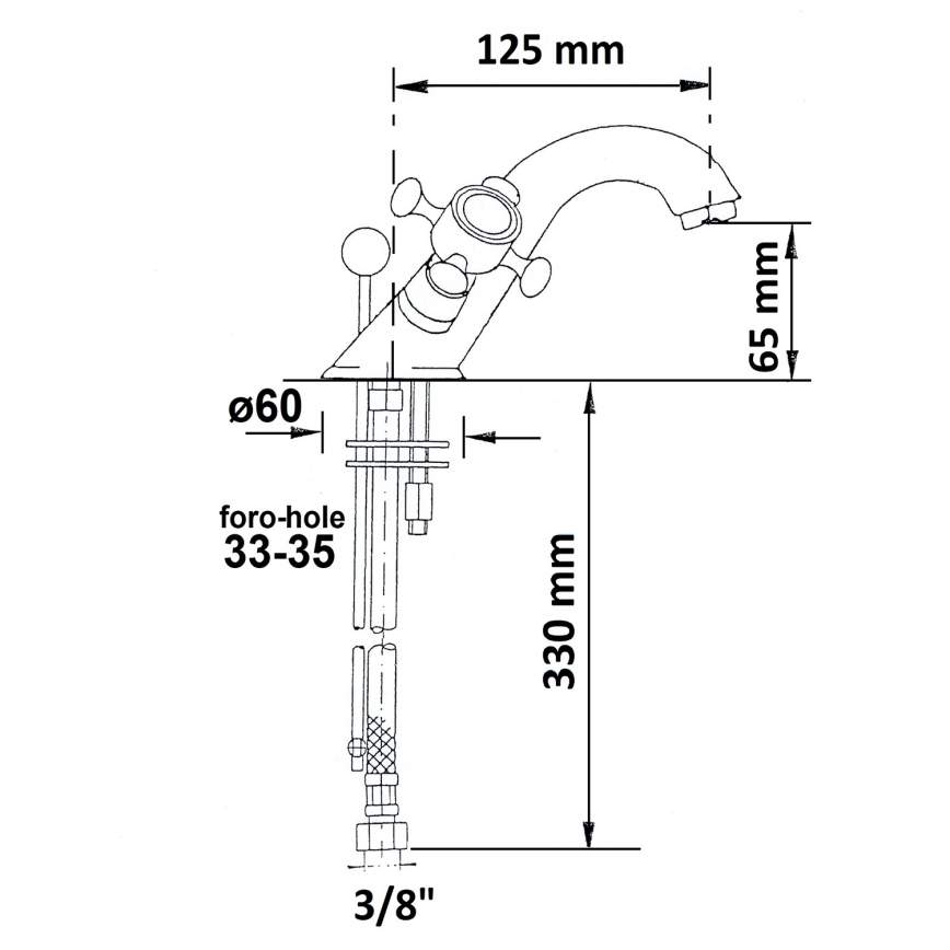 Sapho - ANTEA mosdócsaptelep leeresztővel, aranyszínű