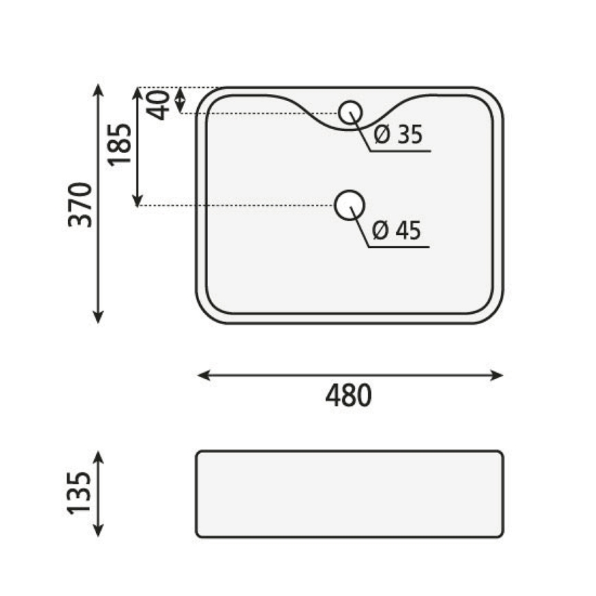 Sapho - BALENA ráültethető mosdó 48x37 cm kerámia/fehér