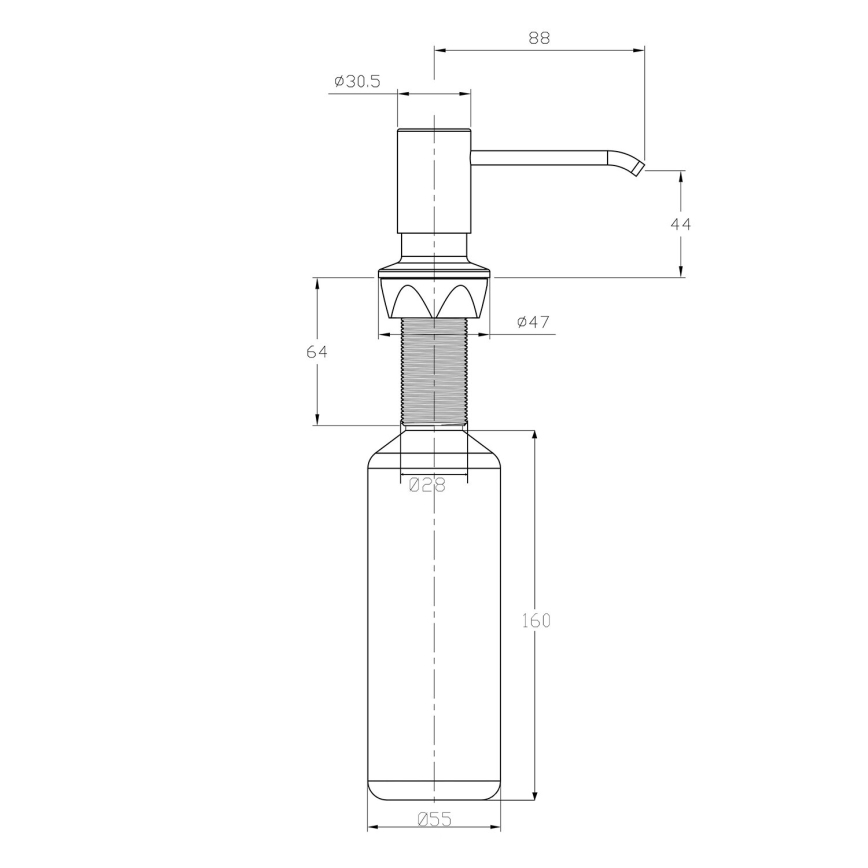 Sapho - Beépíthető szappanadagoló, fényes króm