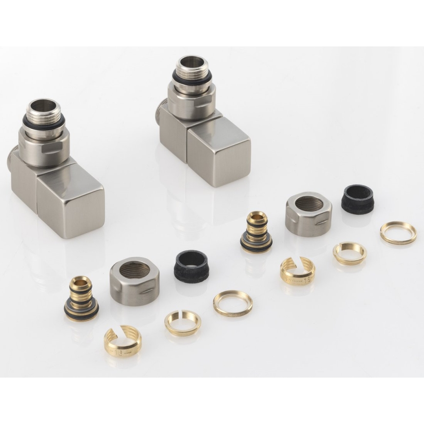 Sapho - CUBE csatlakozó készlet sarokszelepekhez, 2 db, szálcsiszolt nemesacél