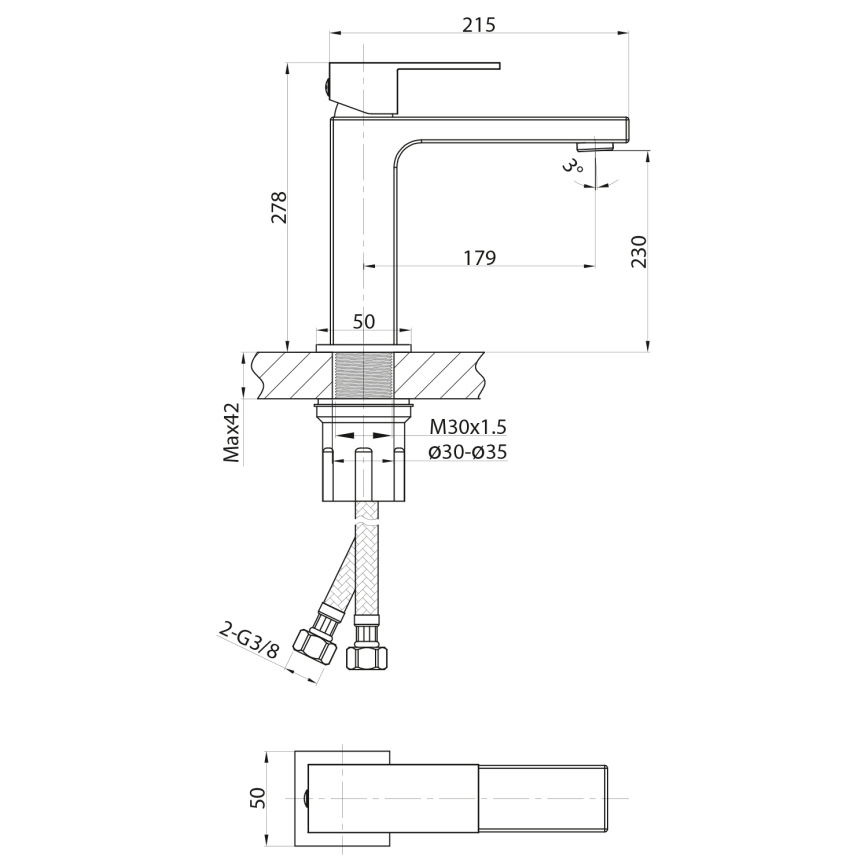 Sapho - CUBEMIX mosdócsaptelep, 27,8 cm, matt arany