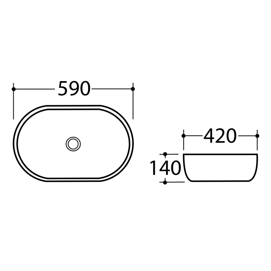 Sapho - DALMA munkalapra szerelhető mosdó 59x42 cm kerámia/grigio