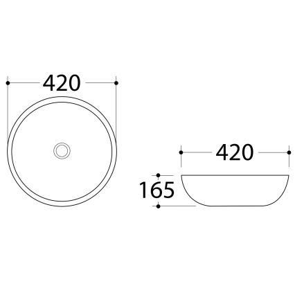 Sapho - DALMA ráépített mosdó, átmérő 42 cm, kerámia/Carrara/fehér