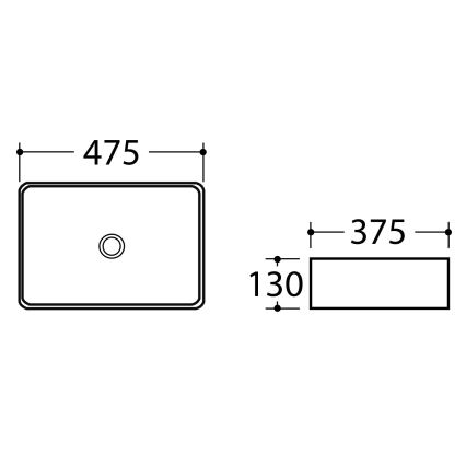 Sapho - DALMA ráültethető mosdó 47,5 x 37,5 cm, kerámia/Carrara