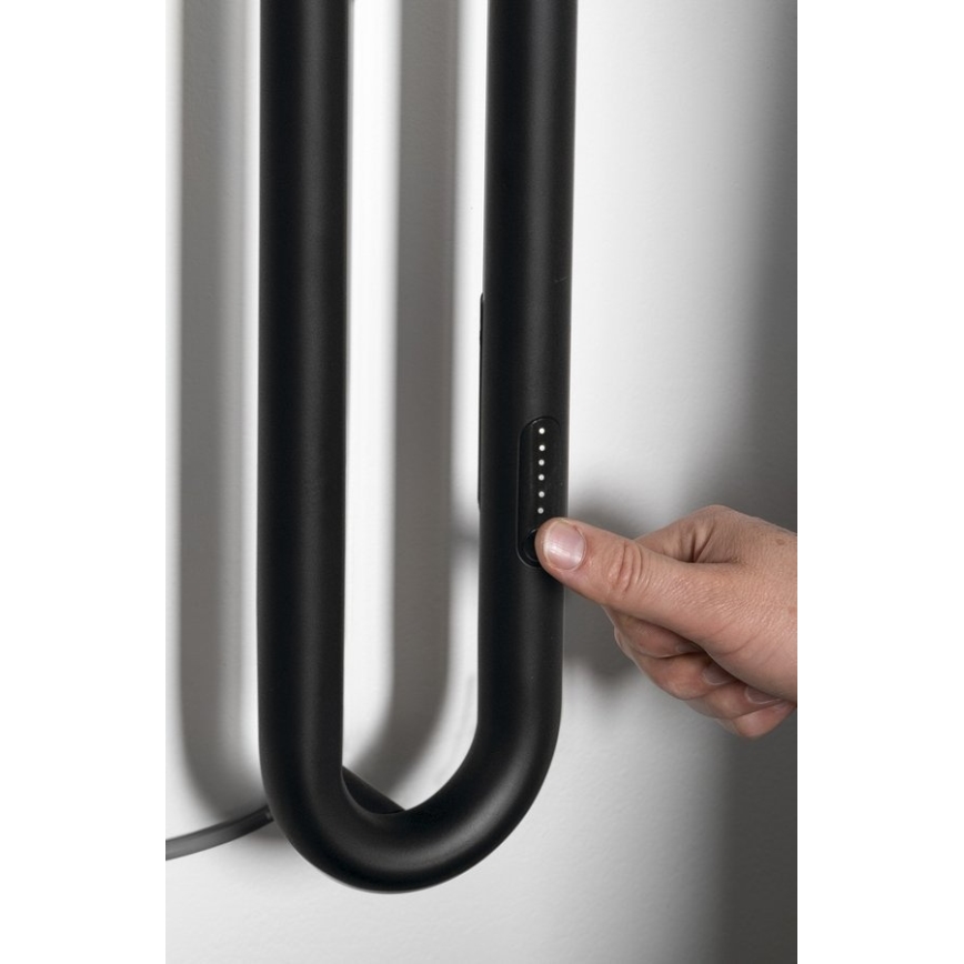 Sapho - Elektromos törölközőszárító időzítővel DUOPASSO 45W 170x12 cm matt fekete