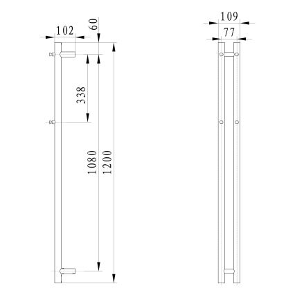 Sapho - Elektromos törölközőszárító PAPINADO 40W 120x11 cm fényes króm