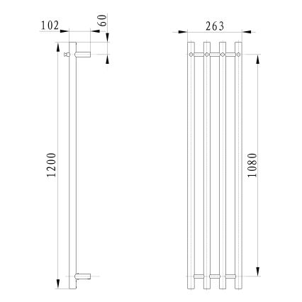 Sapho - Elektromos törölközőszárító PAPINADO 85W/230V 120 cm fényezett króm jobb
