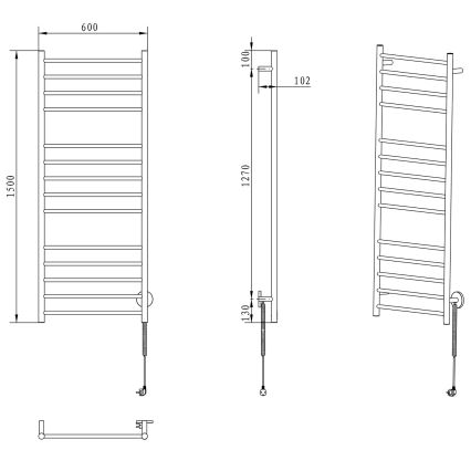 Sapho - Elektromos törölközőszárító REDONDO 130W 150x60 cm fényes króm kerek