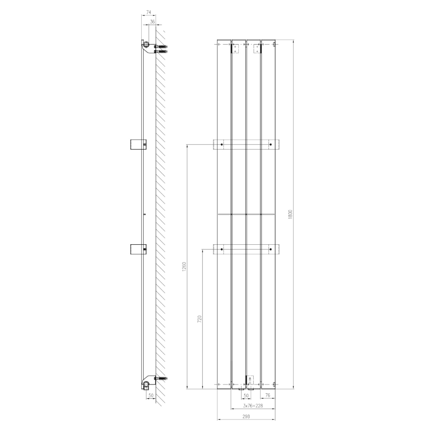 Sapho - Fürdőszobai radiátor COLONNA 614W230V 29x180 cm fekete