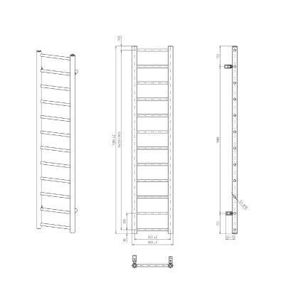 Sapho - Fürdőszobai radiátor DINA 138x30 cm fehér