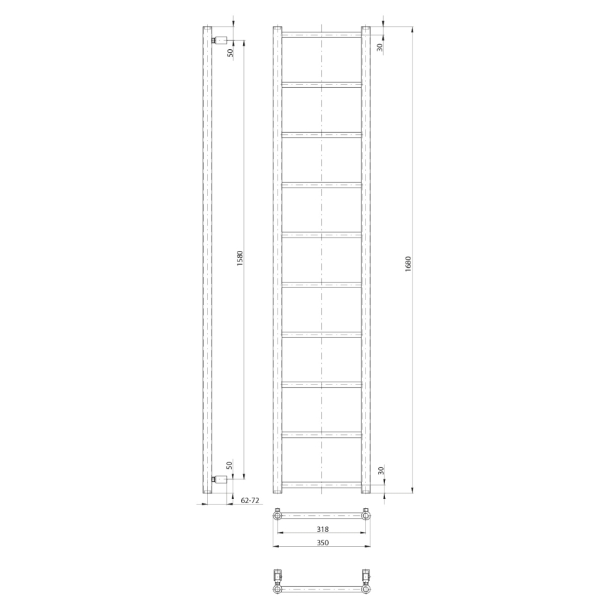 Sapho - Fürdőszobai radiátor DINA 168x35 cm fehér