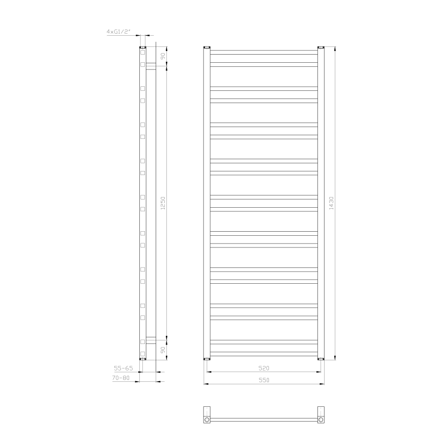 Sapho - Fürdőszobai radiátor METRO DOS 476W/230V 55x143 cm matt fehér