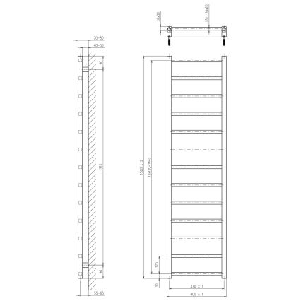 Sapho - Fürdőszobai radiátor METRO LIGHT 150x40 cm fényes króm