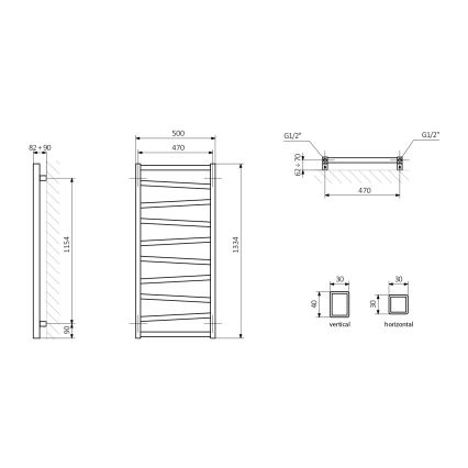 Sapho - Fürdőszobai radiátor ZIG 490 W/230 V 50 x 133 cm fehér