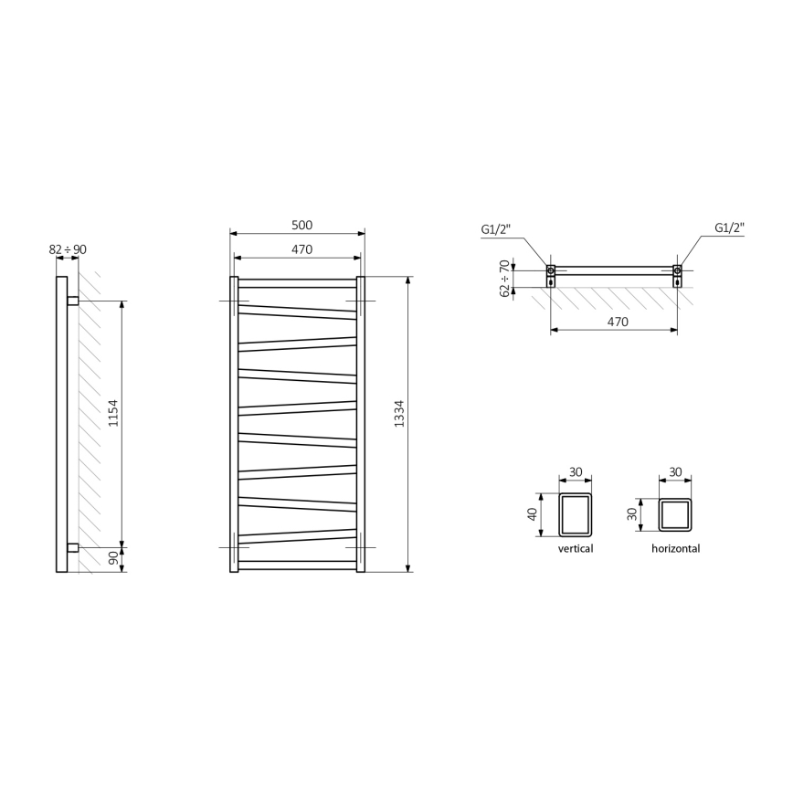 Sapho - Fürdőszobai radiátor ZIG 490 W/230 V 50 x 133 cm fehér