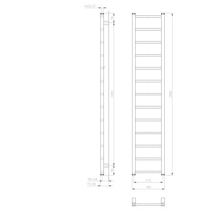Sapho - Fürdőszobai törölközőszárító METRO LIGHT 276W 30x150 cm fehér