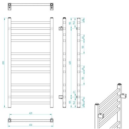Sapho - Fürdőszobai törölközőszárító radiátor METRO 89x45 cm fényes króm