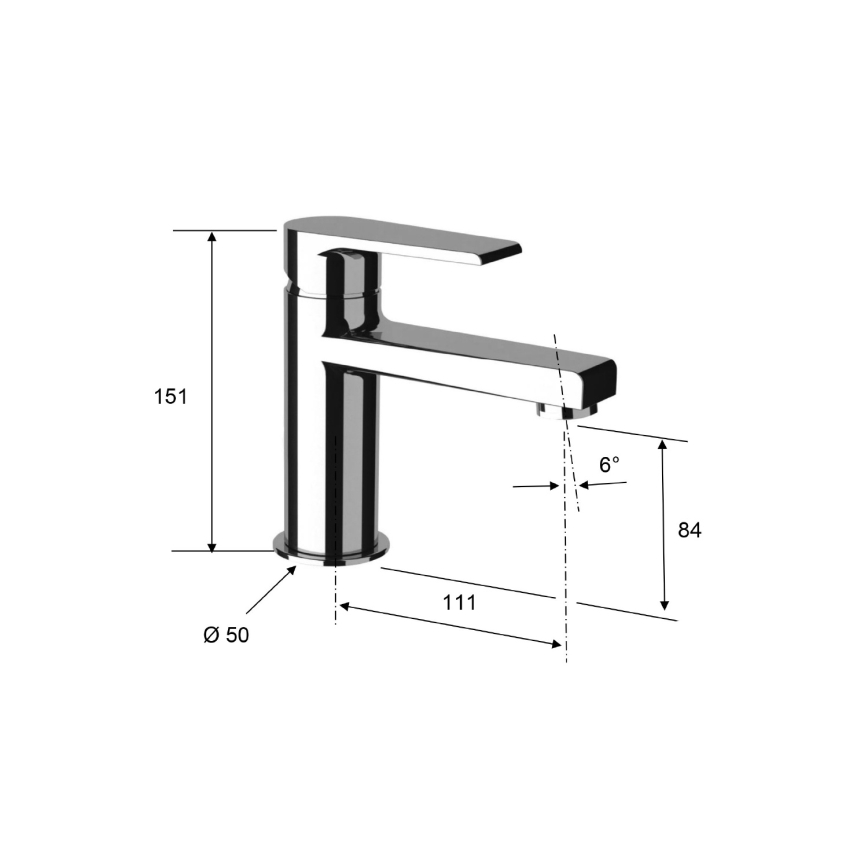 Sapho - KAI 15 cm-es mosdócsaptelep, matt fekete