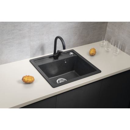 Sapho - Konyhai mosogató 53x50 cm gránit/fekete