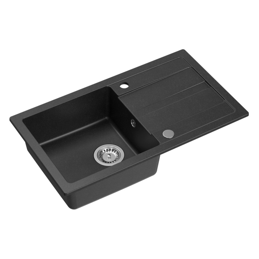 Sapho - Konyhai mosogató 77x44 cm gránit/fekete