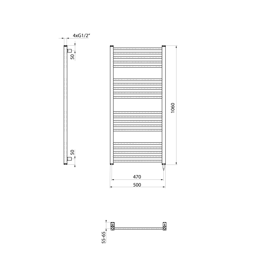 Sapho - METRO-E elektromos törölközőszárító 400W 106x50 cm fehér