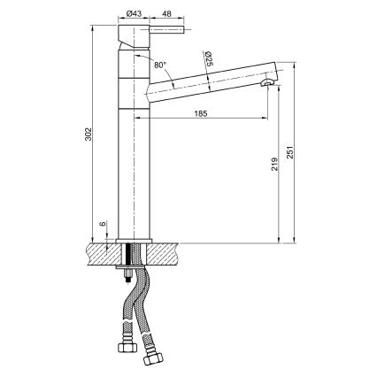 Sapho - MINIMAL mosogató csaptelep 30 cm rozsdamentes acél