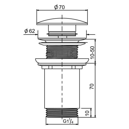 Sapho - Mosdó leeresztő Ø 7 cm matt fekete/fényes króm
