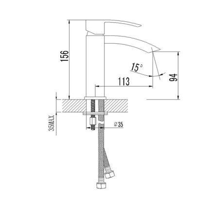 Sapho - Mosdócsaptelep GINKO 15,6 cm matt fekete