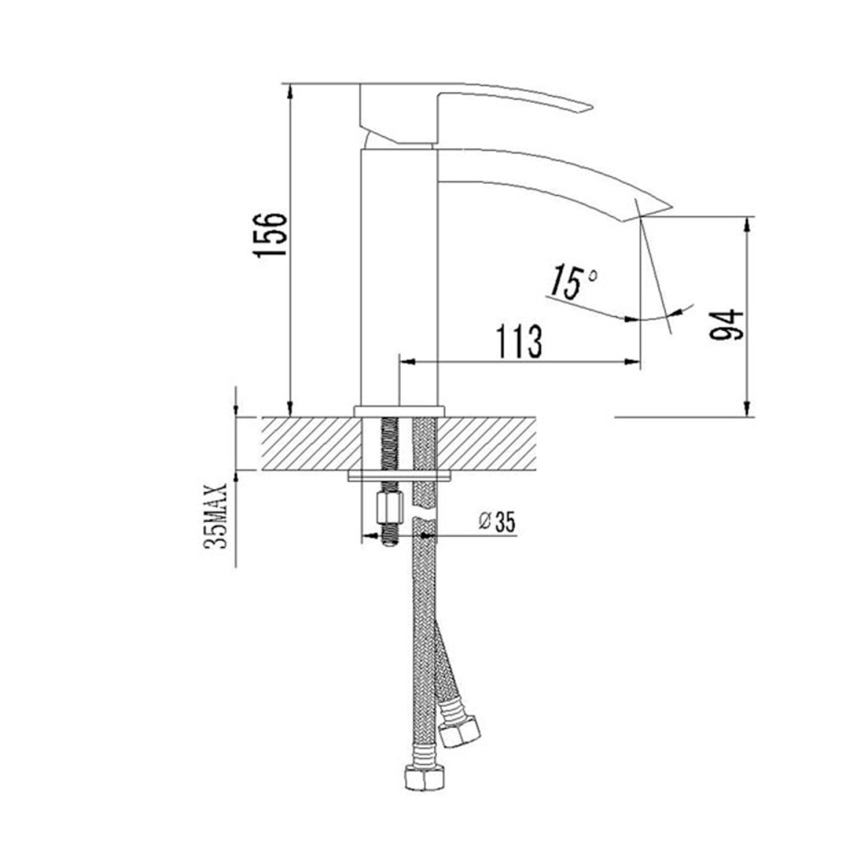 Sapho - Mosdócsaptelep GINKO 15,6 cm matt fekete